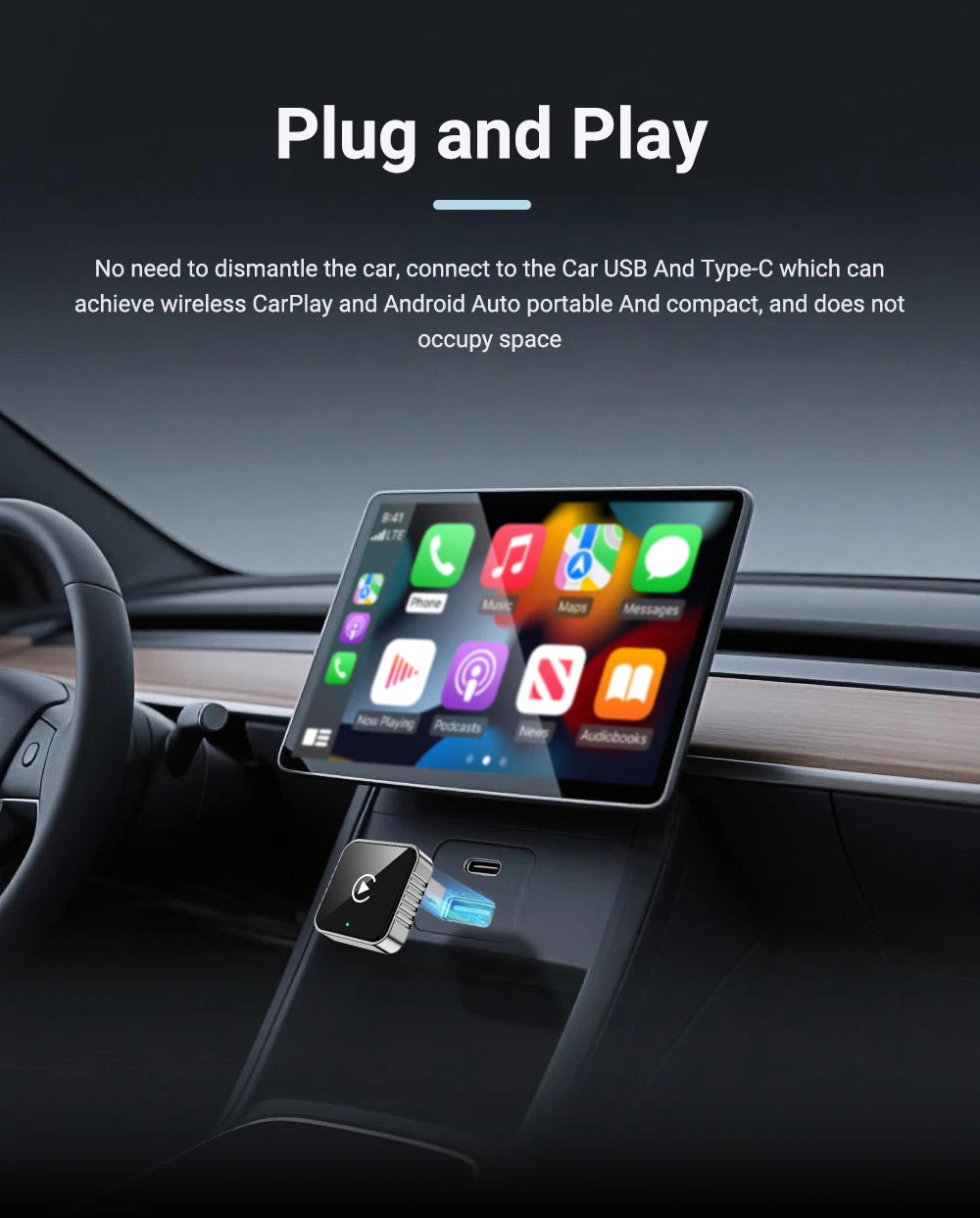 Wireless CarPlay & Android Auto Adapter – Kabellos per USB Dongle